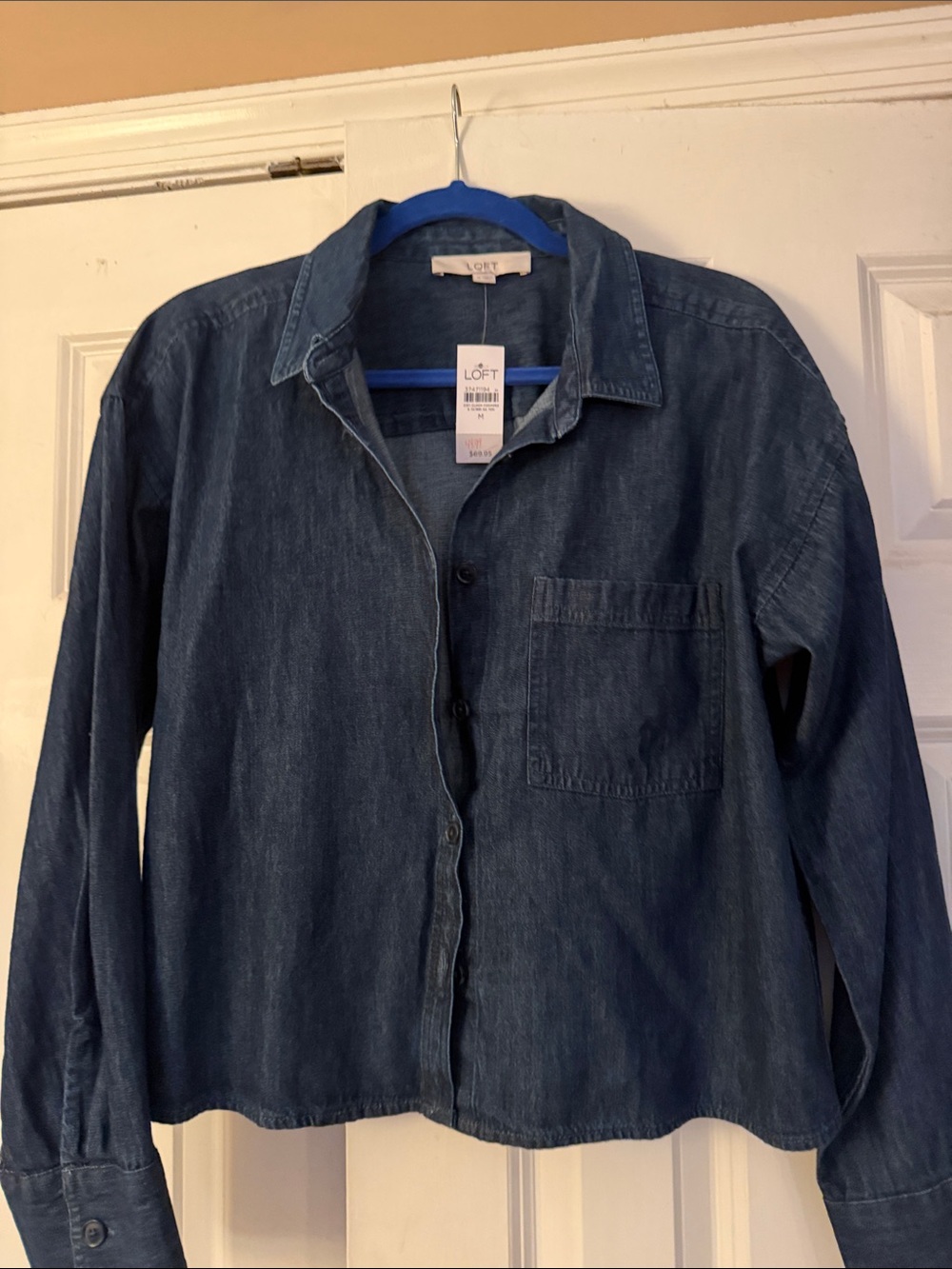 LOFT Indigo Denim Button-Front Shirt